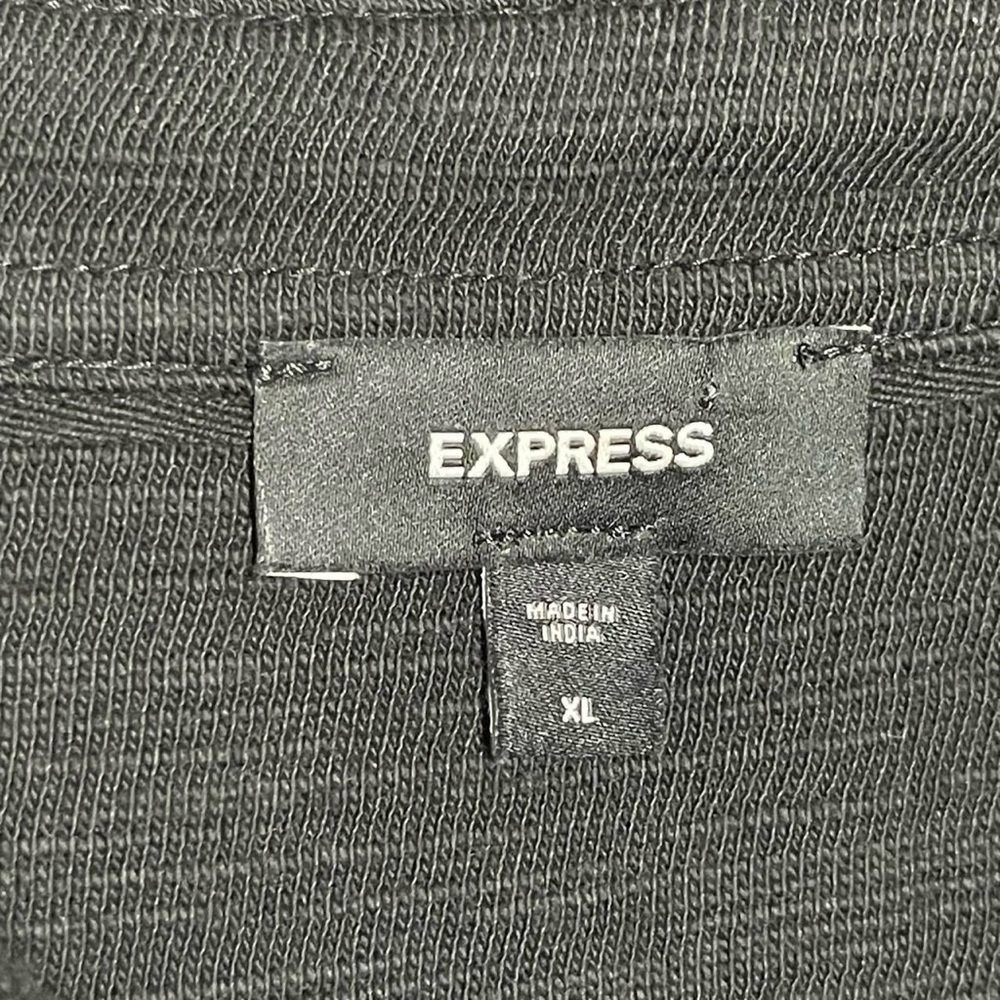 Men's Express Black Button-Down Long Sleeve Shirt Size XL Casual Cotton Stretch - Picture 3 of 7